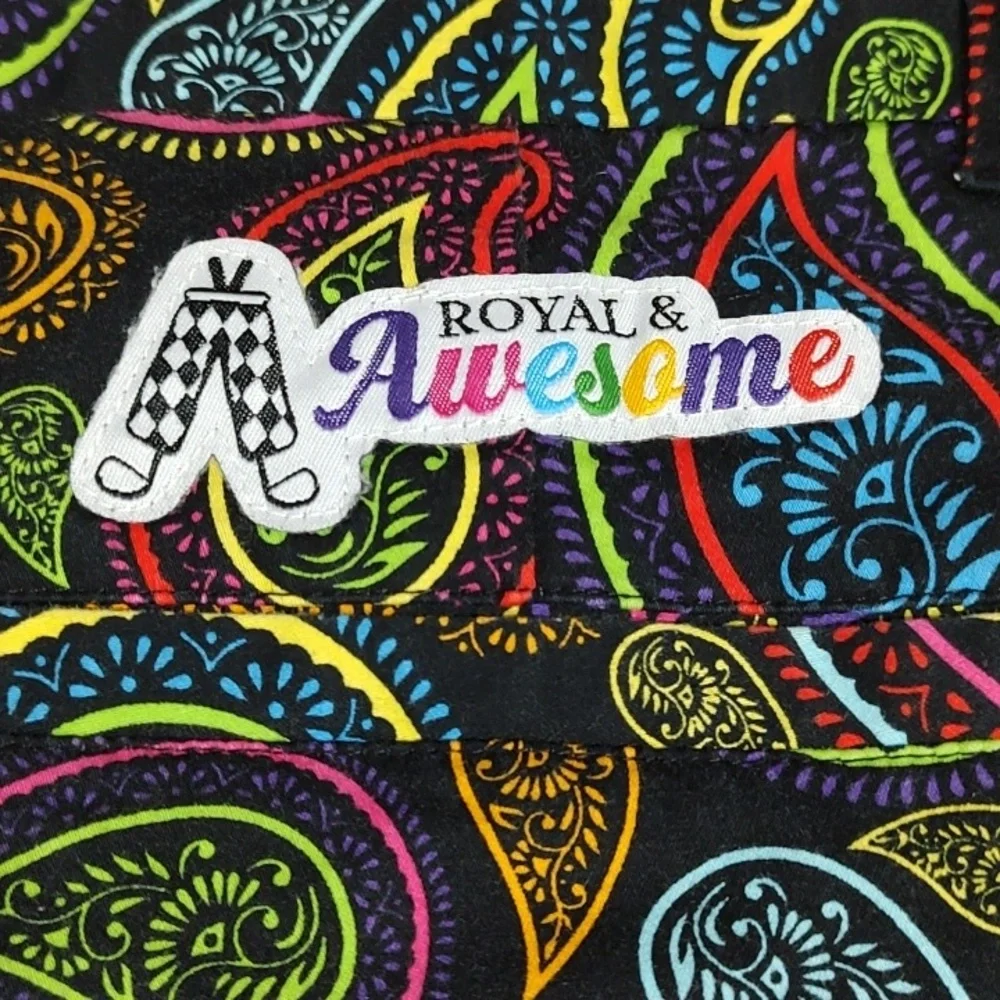 Royal & Awesome Paisley Golf Colorful Shorts ~ Retro Fun Bright
